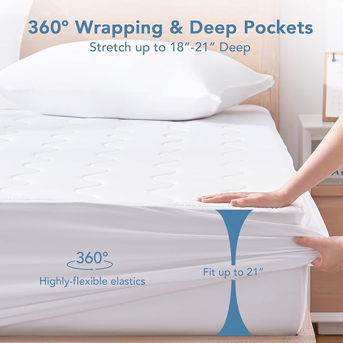 Instant Cool Twin XL Mattress Pad for Hot Sleepers, Waterproof Cooling Mattress Topper Cover with TriSupport 3D Tech, Cloud-Like Mattress Protector Pad with 8"-21" Deep Pocket