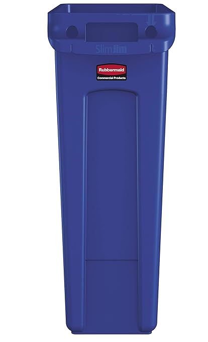Rubbermaid Commercial Products Slim Jim Trash/Garbage Can with Venting Channels, 23-Gallon, Blue, for Kitchen/Office/Workspace, Pack of 4 - Image 2