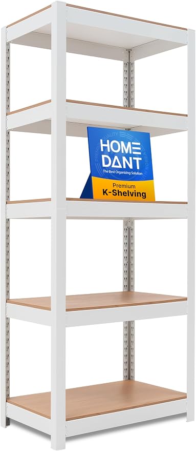 HOMEDANT House 5 Tier 24.1" W Laminated Metal Shelving Unit Adjustable Storage Utility Rack Heavy Duty Shelves Organization Multipurpose Shelf Kitchen Garage Pantry Closet 1 Pack by TheBestOrganizingSolution