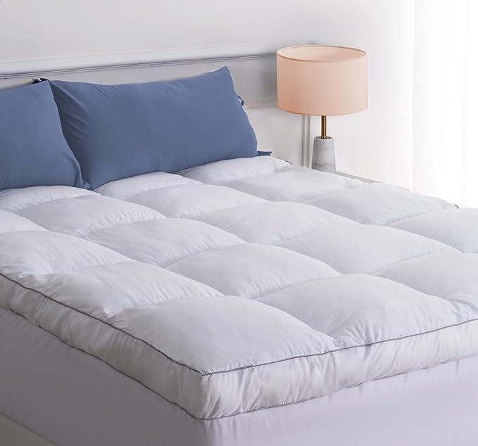 Marine Moon Mattress Topper Full, Cooling Plush Pillow Top Extra Thick Mattress Bed Topper, Fluffy Soft Mattress Pad, Hotel Quality Down Alternative Pillow Topper for Full Size Bed with Deep Pocket