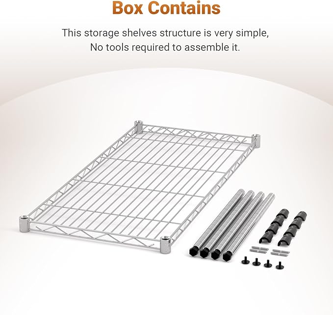 Simple Deluxe 1-Tier Shelving Units, 29.92" W x 13.78" D x 14.96" H Steel Wire Rack Storage Shelving Organizer, Chrome - Image 6