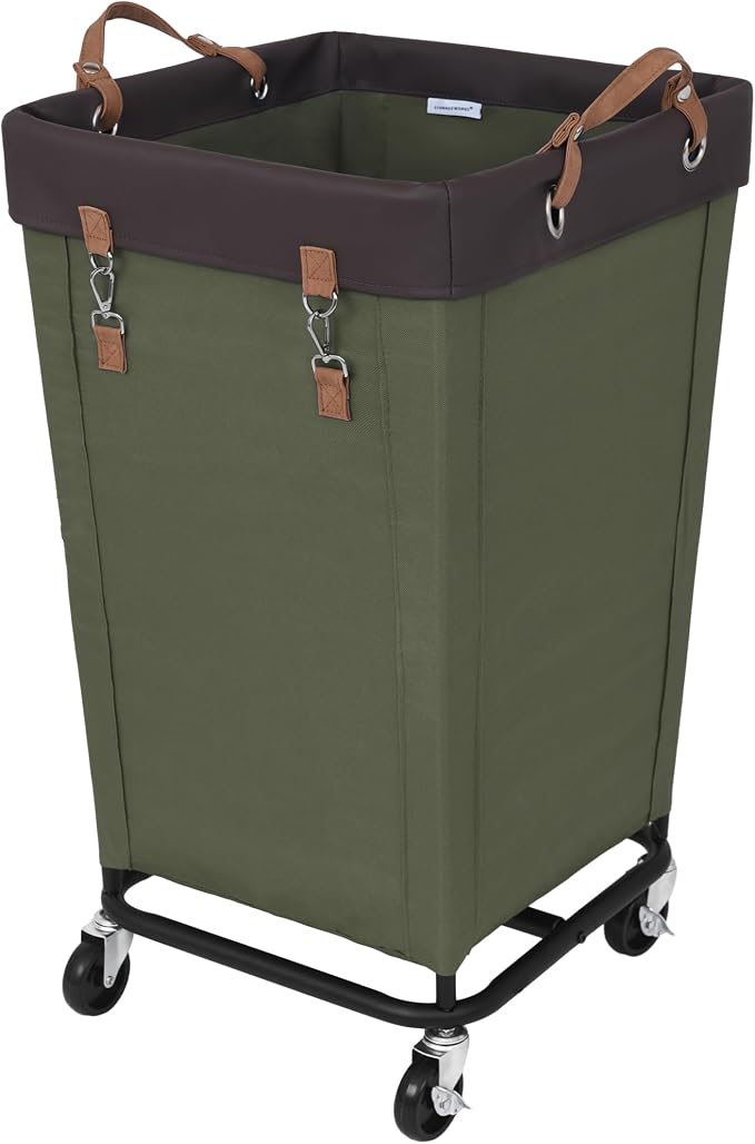 StorageWorks 160L Laundry Basket with Wheels, Large Rolling Hampers for Clothing Organizer, Dirty Clothes Basket for Hotel, Home, Closet, Dorm, Green by StorageWorks
