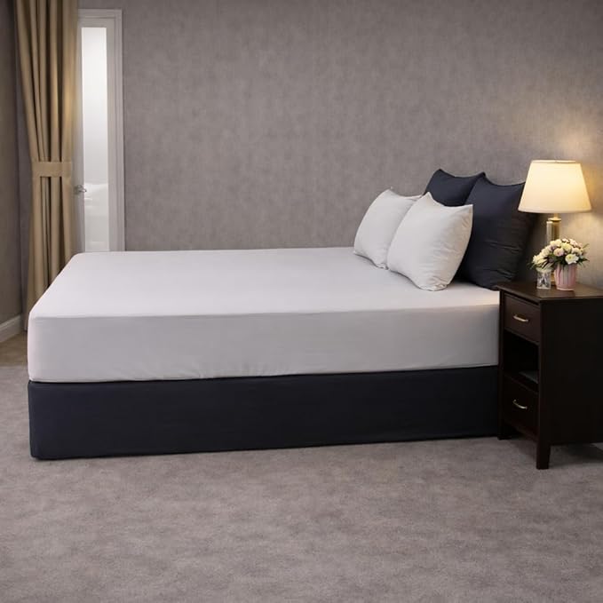 100% Cotton Single Layer Mattress Cover King Size, Elastic Mattress Cover, Stretches Up to 16 Inches Deep, Cozy, Absorbent, Easy to Replace, Machine Washable (6 Colors) (Ivory, King)