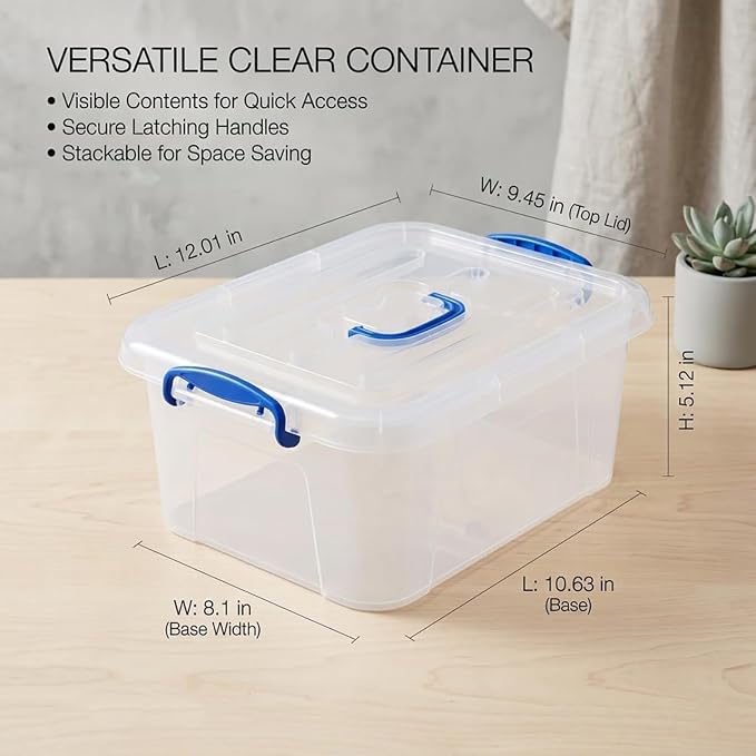 9 Quart Clear Storage Latch Bins with Lids/Handle, Plastic Clear Stackable Box, 9-Liter (2 Pack) - Image 2