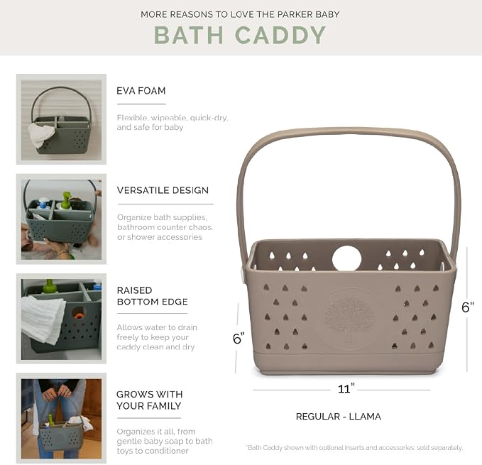 Parker Baby Bath Caddy | BPA Free & Food Grade Shower Caddy Organizer for Toys & Supplies | Quick-Dry, Sturdy & Perfect Size Shower Basket w/Handle in Neutral Colors - Image 5