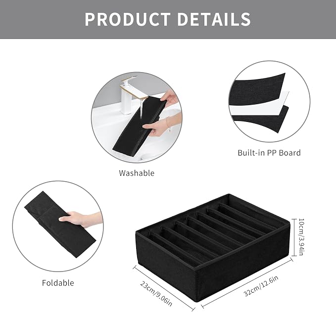 Qozary 4 Pack Drawer Organizers for Clothing, 8 Grids Foldable Closet Organizers and Storage Bins for Bedroom, Dresser Organizer Boxes for Thin T-shirts, Tank Tops - Image 4