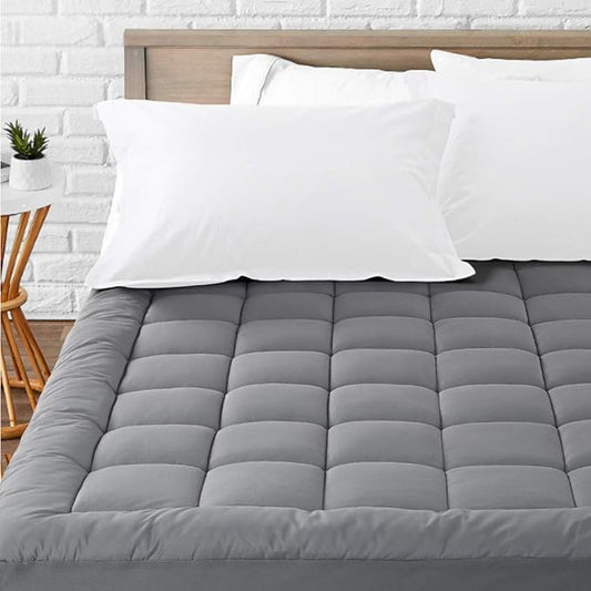 LEISURE TOWN Cotton Mattress Pad California King Fitted Quilted Mattress Cover Pillow Top Mattress Topper Cooling Soft Breathable Mattress Protector with 8-21 Deep Pocket,Machine Washable(72x84 Grey)