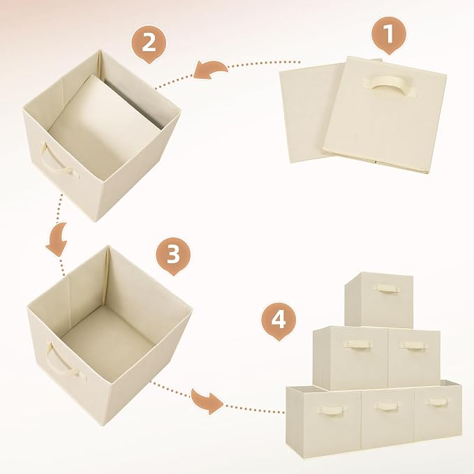 STORAGE MANIAC Storage Cubes, 11 Inch Collapsible Storage Bins with Handles, 10 Pack Fabric Foldable Bins for Organization, Durable Storage Bins for Closet, Shelves, Offices, Toys, 10-Pack Beige - Image 6