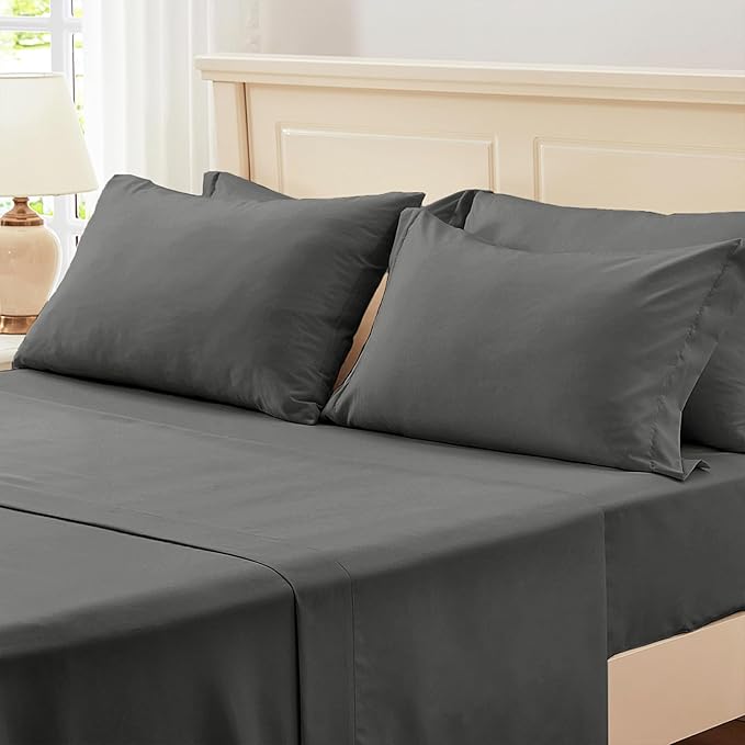 Zzlpp Twin Comforter Set 5 pieces, Dark Grey Seersucker Bed in a Bag with Comforter and Sheets, All Season Bedding Sets with 1 Comforter, 1 Pillow Sham, 1 Pillowcase, 1 Flat Sheet, 1 Fitted Sheet