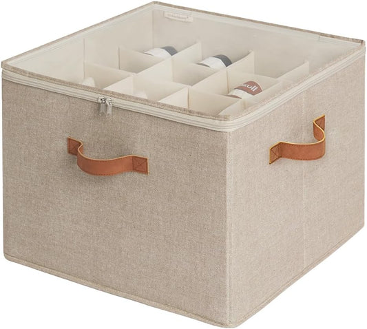StorageWorks Shoe Organizer for Closet, Fits up to 16 Pairs, Shoe Cubby Storage Containers with Adjustable Dividers and Clear Cover, Taupe | Fits up to 16 Pairs, Clear Cover by StorageWorks