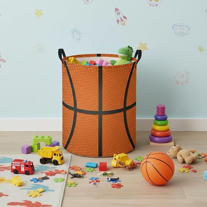 Baby Laundry Hamper kids laundry Basket Waterproof Laundry Bag for Bedroom Toy Clothes Organizer Room Décor(Basketball) - Image 5