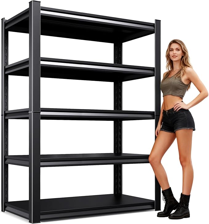71" H-35 W Garage Shelving Heavy Duty Storage Shelves, Metal Adjustable Shelving Unit, Utility Garage Organizer Shelf for Basement, Pantry, Kitchen, Warehouse,16" D x 35" W x 71" H, Black by Unknown
