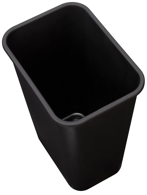 Amazon Basics Rectangular Plastic Office Wastebasket, Easy to Clean, 10 Gallon, Black, 2-Pack - Image 5