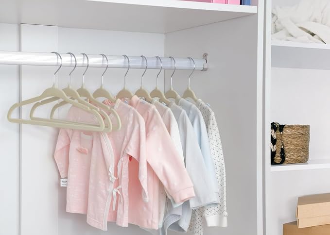 ManGotree Baby Velvet Clothes Hangers, Childrens Kids Hangers for Clothes Space Saving Non-Slip 15 Pack (Beige) - Image 7