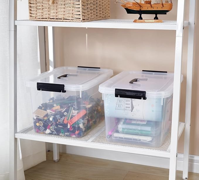 Clear Storage Latch Box/Bin, 2-Pack Plastic Organizing Container with Handle and Lids (7 QT/16QT) - Image 6