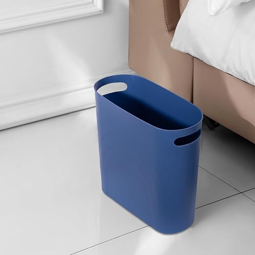 rejomiik Small Trash Can, 3.5 Gallon Slim Garbage Can Plastic Waste Basket with Handles Container Bin for Narrow Spaces Bathroom, Bedroom, Kitchen, Office at Home, Blue - Image 5
