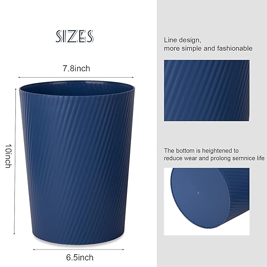 UUJOLY Small Trash Can Wastebasket Garbage Can Container Bins for Bathrooms, Laundry Room, Kitchens, Offices, Kids Rooms, Dorms (Navy Blue) - Image 3