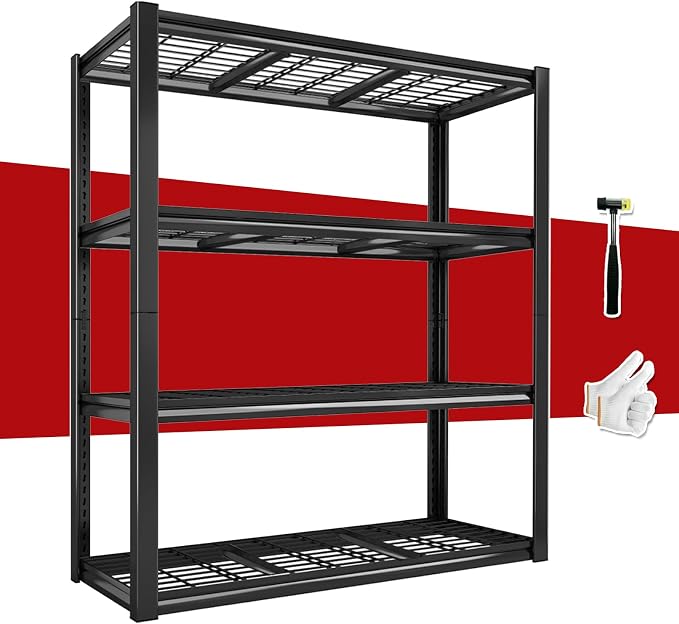 40W Garage Storage Shelves,2200LBS Metal Storage Shelves,Adjustable Heavy Duty Metal Garage Shelving Units Industrial Shelving for Garage,Basement,Warehouse,19.6" D x 39.37" W x 59.84" H by Unknown
