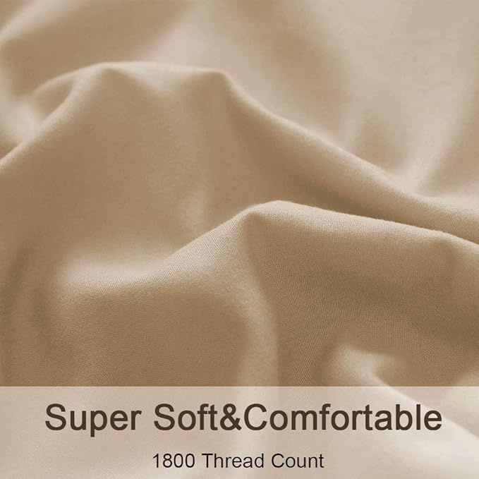 SONORO KATE Bed Sheet Set Super Soft Microfiber 1800 Thread Count Luxury Egyptian Sheets 16-Inch Deep Pocket，Wrinkle and Hypoallergenic-4 Piece (Taupe, Full)