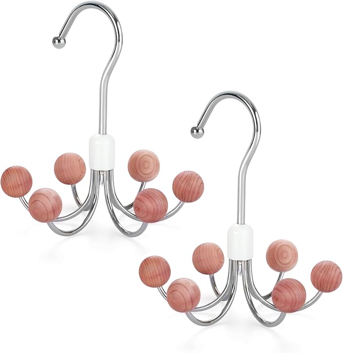 TOPIA HANGER Hoodie Hangers 2-Pack with 6 Cedar Balls, 360°Swivel Purse Hanger, Scarf Hanger, Closet Hooks, Handbag Organizer, Bra Hanger, Accessory Organizers for Scarf, Tanktop, Hat, Hoodie CT43C - Image 7