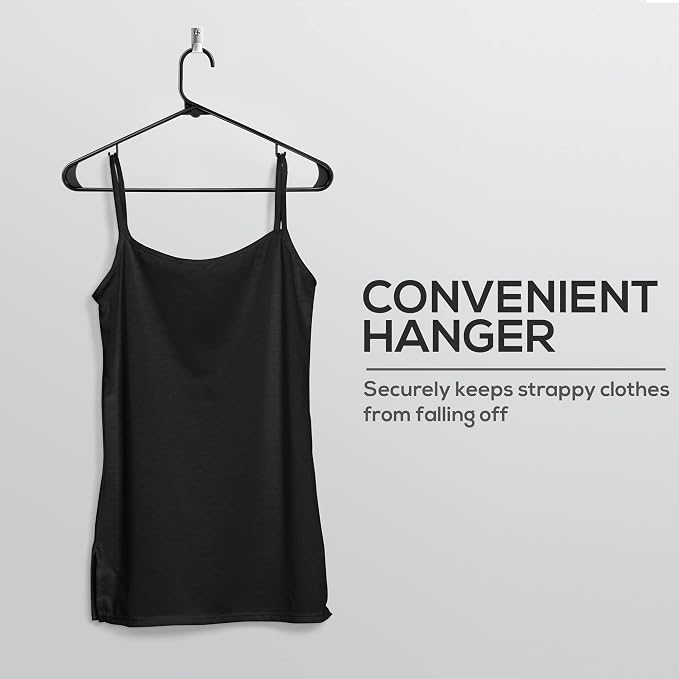 Utopia Home Plastic Hangers 200 Pack - Space Saving Clothes Hanger - Durable & Strong Closet Organizers and Storage with Built-in Strap Hooks - Essential for Shirts, Pants, Skirts & Coats (Black) - Image 3