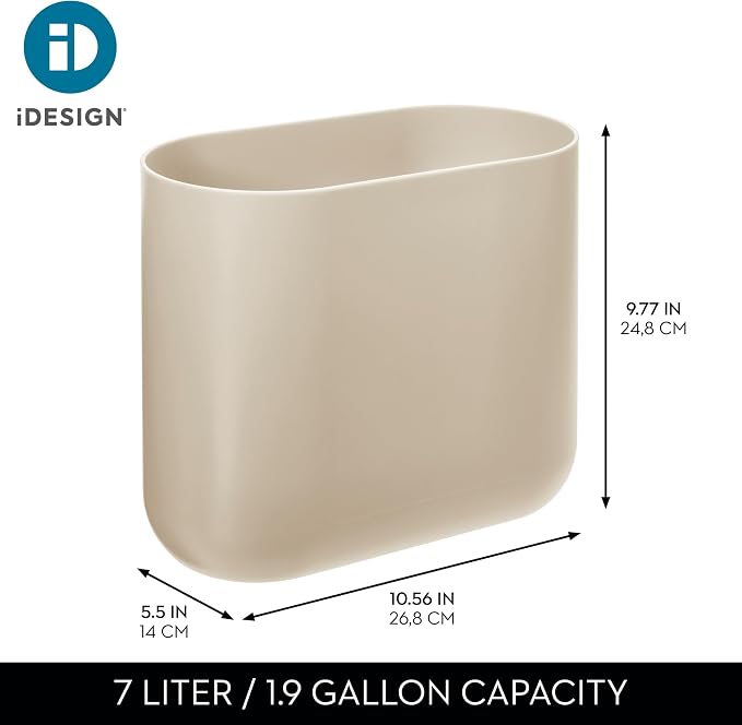 iDesign Small Slim Plastic Bathroom Trash Can, Garbage Can for Bedroom, Office, Desk, Dorm, Brown - Image 4