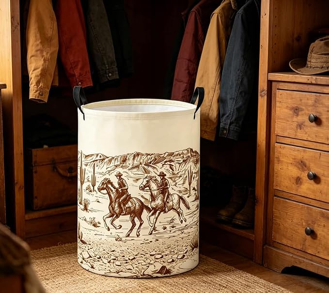Baby Laundry Basket Baby Nursery Hamper Kids Laundry Basket Toy Storage Bin for Boys Room Decor Gift Baskets for Bedroom Bathroom(Cowboy) - Image 3