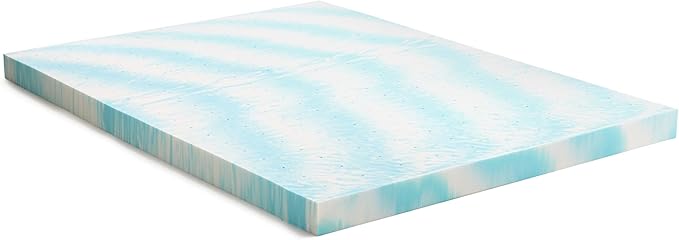 Linenspa 4 Inch Swirl Gel Memory Foam Mattress Topper, Queen Size – Cooling Gel Infused, Ventilation Holes – Pressure Relieving Bed Topper – CertiPUR Certified