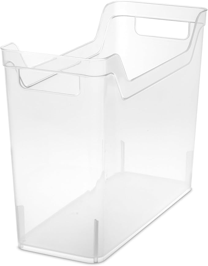Sterilite Narrow Shelf Bin with Handles, Plastic Storage Container for Organizing Shelving, Closet, Pantry, and Countertops, Clear, 6-Pack - Image 2