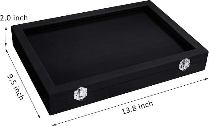 Vicoter Rings Organizer Tray 100 Slot Velvet Ring Earring Storage Box TranSparent Cover Jewelry Store Ring Display Box Jewelry Display Cabinet for Girl Wife Mother - Image 2
