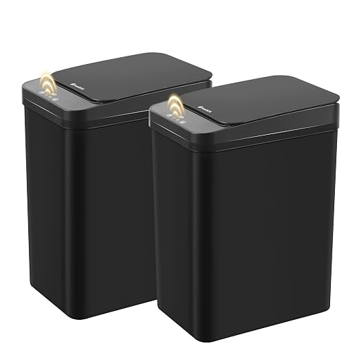 FRESHLIX Motion Sensor Trash Can, 2 Pack 2.6 Gallon Automatic Touchless Garbage Can, Small Smart Trash Can, Slim Waterproof Trash Bin for Bedroom, Bathroom, Office, Living Room, Black by FocusOnDailynecessities