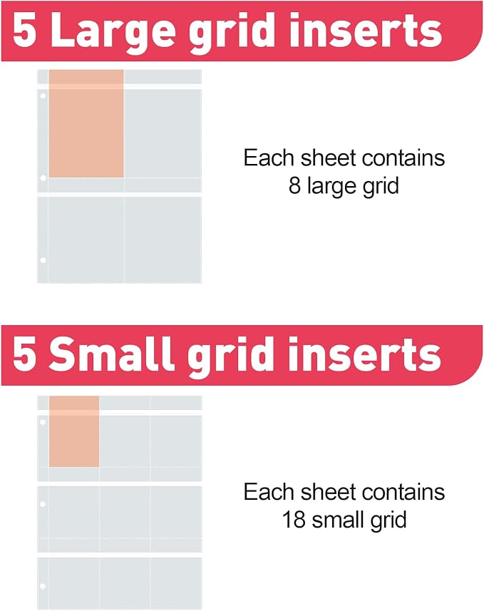 17Dec Refill Pages for the Jewelry Storage Book,Small-grid(Double-sided 9-grid),Large-grid(Double-sided 4-grid),5 sheets each,Jewelry Binder Refill Pages - Image 2