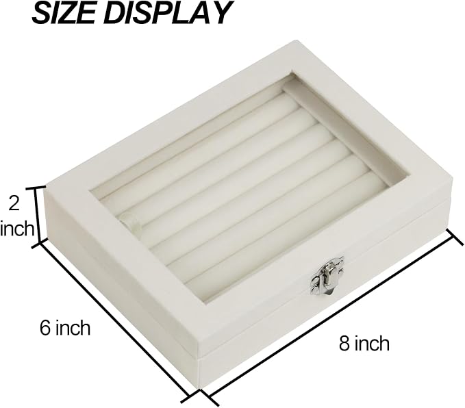Fordonral Velvet Jewelry Organizer Box, Jewelry Drawer Organizers Trays, Earring Ring Necklace Holder Display Case (Beige, Ring Box) - Image 7