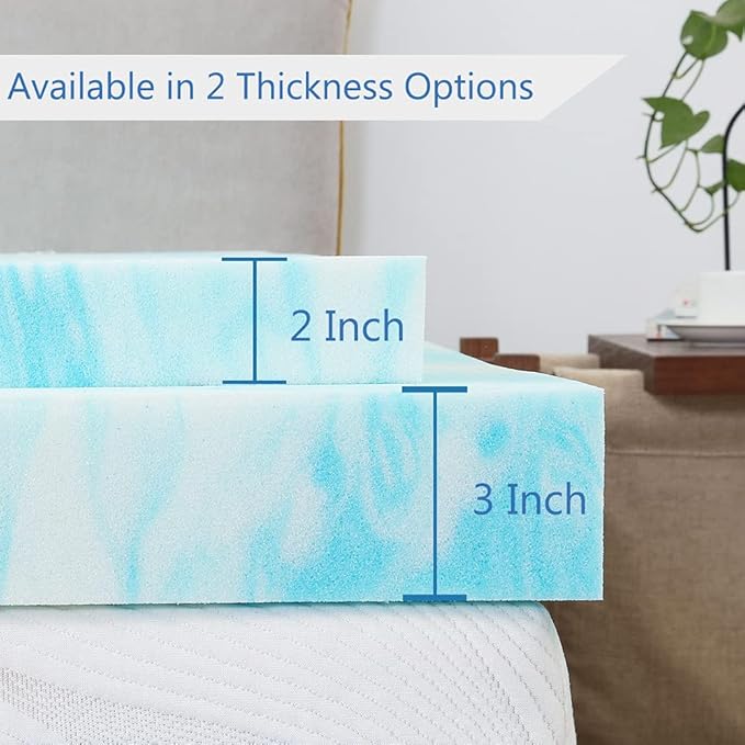 Mattress Topper, 3 Inch Gel Memory Foam Mattress Topper for Full Size Bed