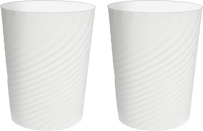 DAJITRE 1.8 Gallon Small Trash Can Wastebasket Recycling Bin Slim Profile for Compact Spaces Bathroom, Office, Bedroom, Kitchen (1.8 Gallon-2pack, White) by DAJITRE
