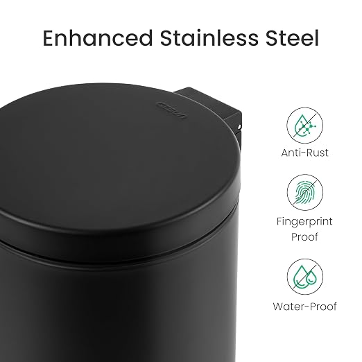 Cesun 1.2 Gallons Small Black Trash Can, Bathroom Garbage Can with Lid and Foot Pedal, Mini Round Wastebasket for Bathroom, Bedroom, Office, 4.5 Liters / 1.2 Gallons, Matte Black - Image 3