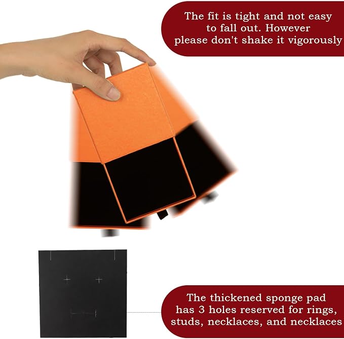 Nsmykhg Jewelry Gift Box Velvet-Lined,12 Pack Compact Drawer Style for Earrings & Rings, Necklace & Bracelet Organizer, 3.93x3.93x1.65 Inches, Stackable Elegant Jewelry Display & Storage Box (Orange) - Image 5