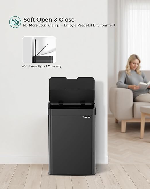 Kitchen Trash Can Touchless, 13 Gallon/50 Liter Stainless Steel Automatic Motion Sensor Trash Can, Type-C Rechargeable Garbage Can with Lid, Silent Close, Touchless Trash Bin for Home Kitchen, Black - Image 7