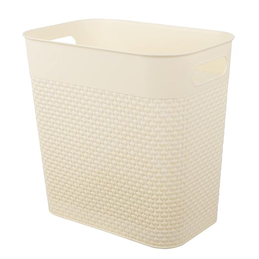 UUJOLY Plastic Trash Can Wastebasket, Garbage Container Basket for Bathrooms, Kitchens, Offices, Kids Rooms (Beige, 3 Gallon) by UUJOLY