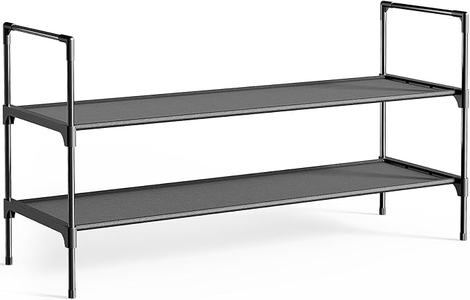 Kitsure Shoe Rack - 3-Tier Shoe Organizer, Shoe Rack for Closet, Entryway, Bedroom, Easy- Assembly Storage Shelf with Side Handles, 36.2" Wide - 2 Tiers, Black by Kitsure
