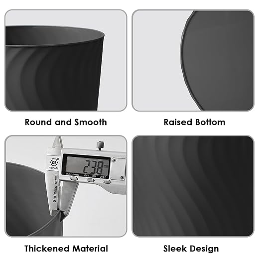 YGJT Small Trash Can, 6 Pack 1.8 Gallons Bathroom Trash Can, Slim Waste Basket, Round Garbage Can, Plastic Trash Bin for Kitchen, Dorm, Bedroom, Office, Living Room, Study, Compact Spaces(Black) - Image 5