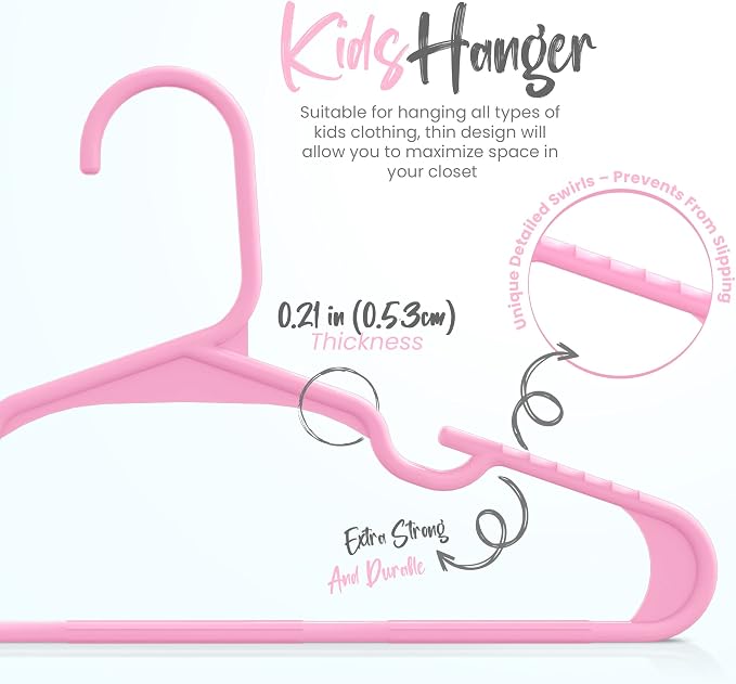 Utopia Home 60 Pack Kids Hangers - 11.5 Inch Plastic Baby Hangers for Closet - Childrens Hanger for Clothes & Infant Hanger for Closet - for Everyday Standard Use (Baby Pink) - Image 2