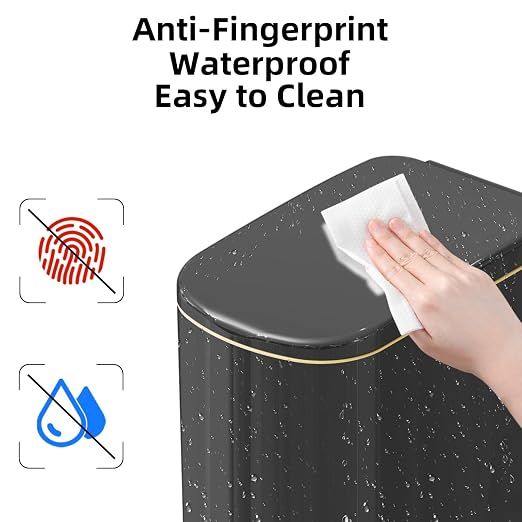 KSSKSS 2.6 Gallon Slim Bathroom Trash Can with Soft-Close Foot Pedal, 10L Stainless Steel Garbage Can with Removable Liner Bucket, for Narrow Spaces,Bathroom, Bedroom (Titanium Black) - Image 6