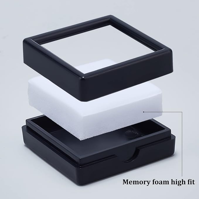 BENECREAT 24PCS Black Gemstone Display Box Jewelry Box Container with Clear Top Lids 1.5x1.5x0.6 for Gems, Jewelry, Crystal Diamond Accessories Display - Image 4