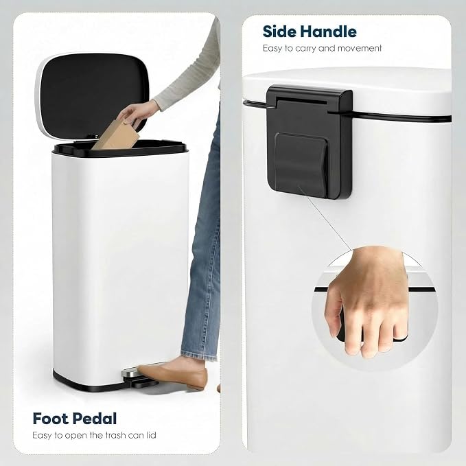 13.2 Gal Kitchen Trash Can, 50L Recycling or Garbage Bin, Brushed Stainless Steel Waste Basket, Soft&Quiet Close Dustbin, with Step-On Pedal, Removable Inner Bucket, for Home, Office, Living Room - Image 5
