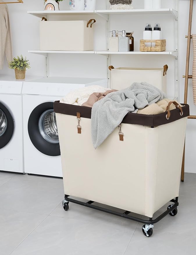 StorageWorks 320L Laundry Basket with Wheels, Extra Large Rolling Hampers for Clothing Organizer, Dirty Clothes Basket for Hotel, Home, Closet, Dorm, Beige - Image 5