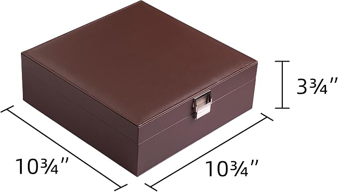 Frebeauty Earring Organizer Classic Jewelry Box 50 Slots Double Layer Jewelry Storage Case with 6 Necklace Hook and Bracelet Pocket(Dark Brown) - Image 3