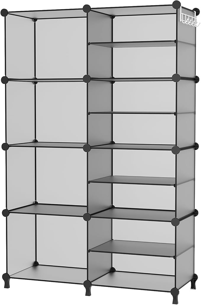 AWTATOS Closet Organizer 8 Cube Storage Shelves Clothes Organizers Stackable Cubby Shelving for Closet Bedroom Living Room Grey by AWTATOS