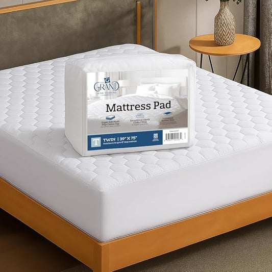 The Grand Hotel Collection Twin Size Hybrid Mattress Protector & Pad - Soft and Comfortable Bed Sheet Cover That Restores The Beauty of Your Mattress, While Protecting from Stains, Dust, and Dirt.