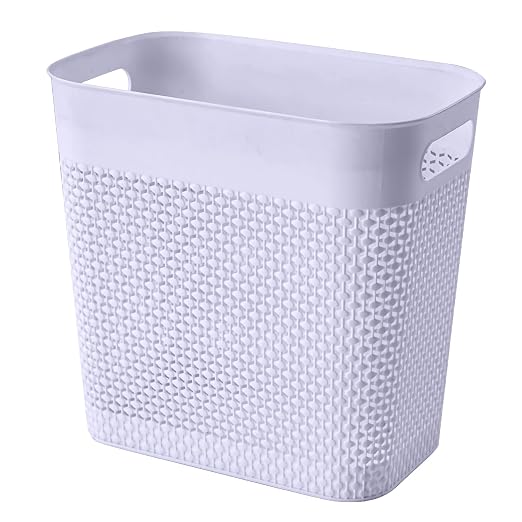 UUJOLY Plastic Small Trash Can Wastebasket, Garbage Container Basket for Bathrooms, Laundry Room, Kitchens, Offices, Kids Rooms, Dorms, (Grey, 3 Gallon) by UUJOLY
